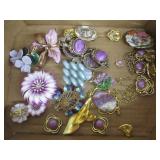 Costume Jewelry - Brooches, Clip Earrings