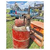 55 gal. Oil Tank w/ Vintage Pump & Small Air Tank