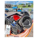 50' x 3/8' Air Hose & Crate of Funnels