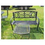 Wrought Iron Bench & Patio Table