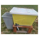 50 gal. Water Tub & Stand, Tall Trashcan (Both)