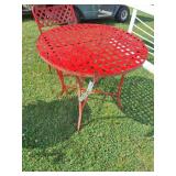 Red Round Patio Table with (1) Chair