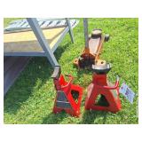 Orange 3-Ton Floor Jack & (2) Jack Stands