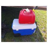 Blue Coleman Rolling  Cooler & Gas Can
