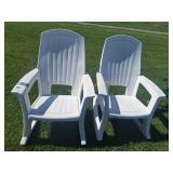 (2) White Plastic Lawn Rockers (Both)