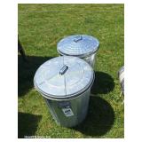 (2) 20 gal. Metal Trash Cans w/ Lids (Each)