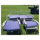 White Steel Patio Bench & (2) Chairs