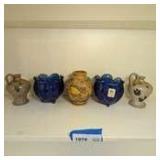 DESIGN GUILD FLOWER MOTIF FOOTED TRINKET BOWLS MADE IN SPAIN AND POTTERY INCLUDING MADE IN JAPAN