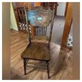 VINTAGE SOLID WOOD DINING SIDE CHAIR, MATCHES 1040