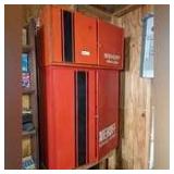 PAIR OF RED METAL TOOL CABINETS AND CONTENTS