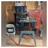 ALL ITEMS IN SHOPSIDE AREA MARKED 1259 INCLUDING SEARS INDUSTRIAL ROUTER TABLE, SMALL FOUR-DRAWER CHEST, SIDE TABLE, PAIR OF GAS HEATERS, STEREO, AND MORE