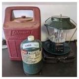 COLEMAN ELECTRONIC IGNITION PROPANE LANTERN WITH CASE AND TANK