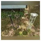 METAL PLANTER STANDS AND LARGE CANDLE STANDS