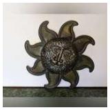 STAMPED METAL SUN MOTIF WALL ACCENT