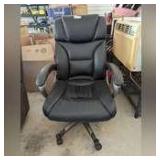 LEATHER OFFICE CHAIR AND PAIR OF PET CHAIRS