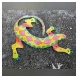 COLORFUL METAL GECKO WALL ACCENT