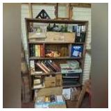 BOOKCASE AND CONTENTS INCLUDING LARGE BOOK COLLECTION, TOYS, AND MORE