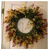 LARGE SILK FLORAL WREATH 27" ROUND - UP MASTER BED