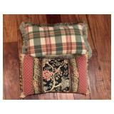 2 DECORATIVE THROW PILLOWS WITH FRINGE 19" X 12" EACH - DEN
