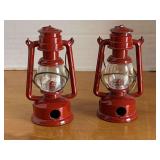 2 VINTAGE RED METAL MINIATURE LANTERN PENCIL SHARPENERS - CHECKOUT