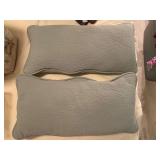 2 SAGE DAMASK OBLONG THROW PILLOWS - UP BED 2