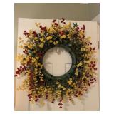 LARGE SILK FLORAL WREATH 27" ROUND - UP BED 2