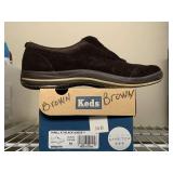 KEDS DARK BROWN SUEDE SLIP ON TENNIS SHOES SIZE 9M (GENTLY WORN) - UP MASTER CLOSET 2