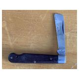 VINTAGE KLEIN TOOL SINGLE BLADE FOLDING POCKET KNIFE WITH WOOD HANDLE - CHECKOUT
