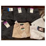 7 NEW PAIR LADIES PANTIES - 2 PAIR XL WHITE BALI SHAPING BRIEFS, 1 XL/8 VANITY FAIR PANTIES, 3 PAIR SIZE 2XL BLACK BALI SHAPING BRIEFS & 1 XL BLACK BALI SHAPING BRIEFS- UP MASTER BED