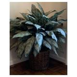 LARGE WOVEN BASKET WITH SILK GREENERY - FOYER