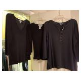 LADIES TOPS - 9 SIZE LARGE & 1 LADIES DRESS SIZE LARGE - UP BED 2 CLOSET
