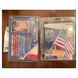 3X5 SEWN NYLON US FLAG (SLIGHTLY USED) & 3X5 NEW EMBROIDERED NYLON US FLAG - FOYER