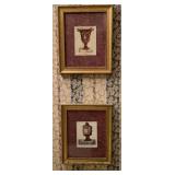 PAIR OF FRAMED/MATTED ENGRAVINGS "18TH CENTURY URNS" 10X12 - POWDER ROOM