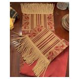 RED/GOLD THICK TAPESTRY RUNNER WITH 6" FRINGE - TOTAL LENGTH 62" - DINING ROOM