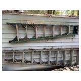 3 METAL LADDERS (ONE NOT PICTURED - ON OTHER SIDE OF SHED) - BACKYARD