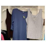 LADIES ATHLETIC WEAR - 3 TOPS, 2 PANTS (SIZE MEDIUM- 1 NEW W/ TAG) - UP MASTER CLOSET 2