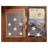 NEW 3X5 SPUN POLYESTER US FLAG & 3X5 NYLON US FLAG (APPEARS NEW) - FOYER