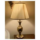 VINTAGE SATIN ANTIQUE BRASS TABLE LAMP 33" TALL (VERY HEAVY) - LIVING ROOM