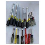 CONTAINER FULL OF NUT DRIVERS (SOME CRAFTSMAN, SOME SNAP-ON) - GARAGE