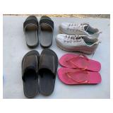 4 PAIR USED SHOES - SKETCHERS SIZE 9 1/2 & 3 FLIP FLOPS - GARAGE