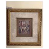 1908 BEAUTIFULLY MATTED/FRAMED PRINT BY HENRY GILLARD GLINDONI "TEA PARTY" 13X14 - LIVING ROOM