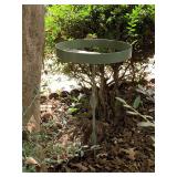 GREEN METAL TALL YARD DECOR, BLACK METAL YARD ART & BLACK HEAVY DUTY GARDEN HOSE - SIDE PORCH