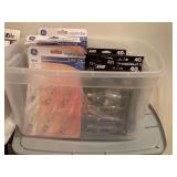 CRATE FULL OF 40 W SMALL BASE CHANDELIER BULBS (10 PACKAGES - TOTAL OF 48 BULBS) - CRATE & LID INCLUDED - UP HALLWAY