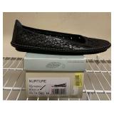 NEW NUTURE FEATHER BLACK LEATHER FLATS SIZE 8 1/2M - UP MASTER CLOSET 1