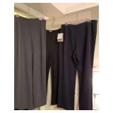 6 SIZE MEDIUM LADIES PANTS (5 BLACK, 1 GREY) - 1 NEW W/ TAG - UP BED 2 CLOSET