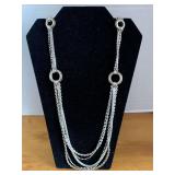 NEW W/ TAG ETIENNE AIGNER SILVERTONE TRIPLE CHAIN NECKLACE 32" LONG - CHECKOUT