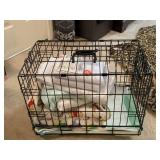 METAL PET CRATE FULL OF DOG BLANKETS & WATERPROOF PADS - 13" WIDE X 16" TALL X 22" DEEP - UP MASTER BED