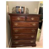 SOLID WOOD 5 DRAWER CHEST OF DRAWERS BY KINCAID WITH GLASS TOP 36" WIDE X 19" DEEP X 46" TALL ***CONTENTS ON TOP/INSIDE NOT INCLUDED ***SPECIAL PICKUP INSTRUCTIONS - UP BED 2