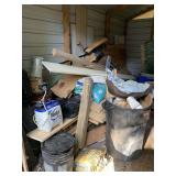 LARGE LOT OF ASSORTED WOOD & MORE (LEFT SIDE OF SHED CONTENTS) - SHED