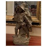 VINTAGE PLASTER W/ GOLD GILT TRIM STATUE "DON JUAN" 15" TALL X 8" WIDE - DINING ROOM